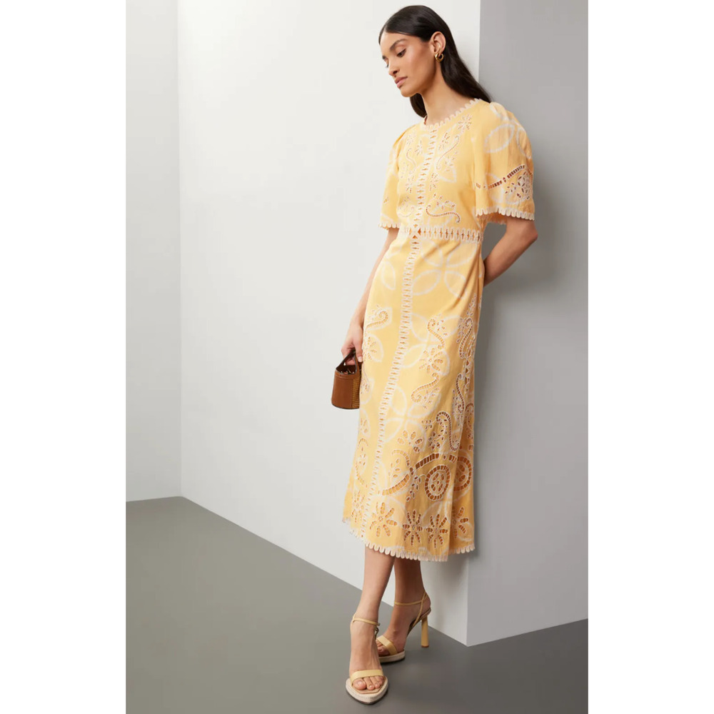 Sea New York Liat Embroidery Yellow Dress - Size 12